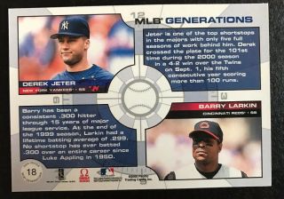 Rare 2000 Pacific Omega MLB Generations Derek Jeter / Barry Larkin 18 2