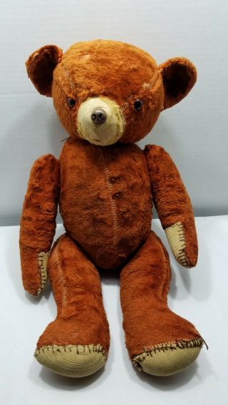 Antique Vintage Fully Jointed 17 " Teddy Bear - Unmarked - Loved