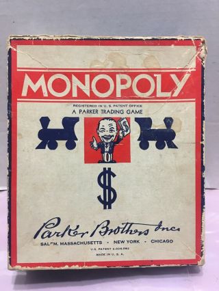 Antique Monopoly Game Copyright 1937 Wood Houses Hotels Parker Brothers Vintage