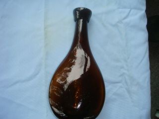 Antique Blown Glass Bottle Amber In Color