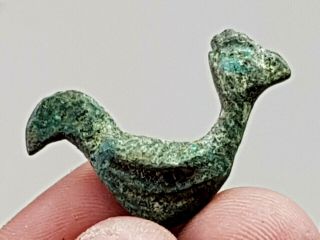 Extremely Rare Ancient Bronze Statue Bird Ornament 1500 - 2500 Bc.  9,  1 Gr.  35 Mm