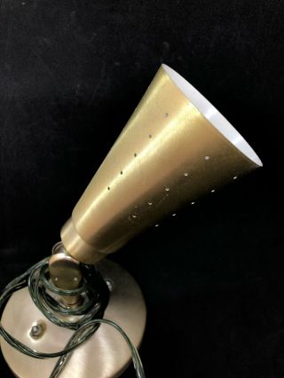 Vtg Mid Century Modern Metal Table Lamp Gold Tone Spotlight Union Made Label