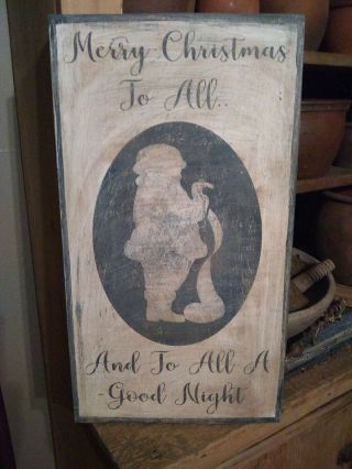 Primitive Sign Merry Christmas To All.  Early Look Wooden Sign Awesome