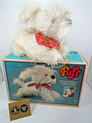 Vintage Rare 1969 Mattel Talking Toy Puff The Dog Tv Show To Rome With Love