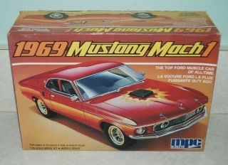 Vintage Ertl Mpc 1969 Ford Mustang Mach 1 Automobile Car 1/25 Scale Model Kit
