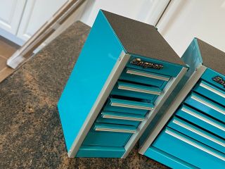 Snap On Tools Turquoise Mini Top Bottom And Side Tool Box’s Rare Color Stunning 3