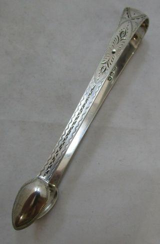 Antique Georgian Sterling Silver Bright Cut Sugar Tongs,  Ts,  32g,  1810