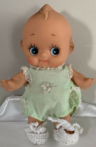 Vintage Cupie Kewpie Baby Doll Vinyl Rubber Head Turns - 8 " Tall Dressed