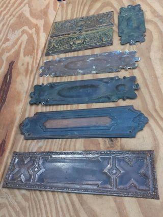 Vintage Old Antique Door Push Finger Plates Brass Copper Bronze Decorative