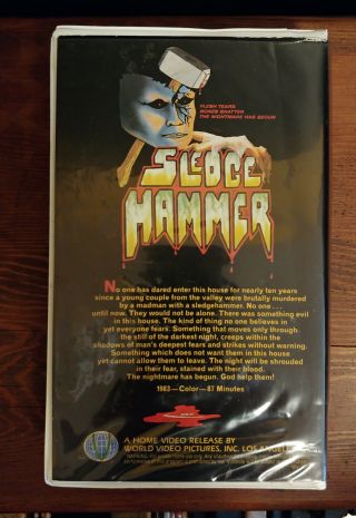 Sledgehammer VHS Rare Horror Movie 1983 World Video Pictures Slasher Clamshell 3