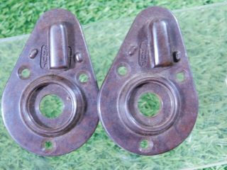2 X Iris Bakelite Door Handle Escutcheon Plates C/w Locking Switch/lever 1930s