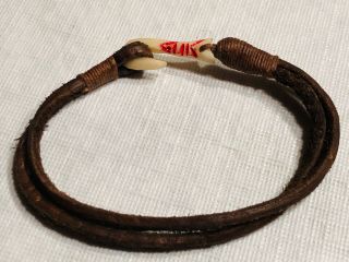 Rare Vintage Abercrombie & Fitch A&f Leather Bracelet W/carved Hook Closure