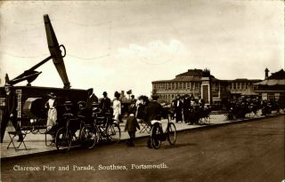 Clarence Pier & Parade Southsea Portsmouth Antique Real Photograph Postcard
