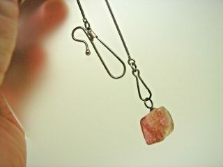 Antique Real Rose Quartz Stone On Silver Chain With Napkin Holder