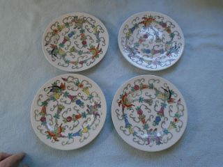 Set Of Four 1980s Chinese Famille Rose Dish Butterflies Theme