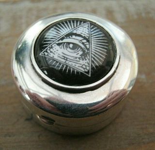 English Hallmarked Sterling Silver & Enamel Masonic Freemasons Box / Vinaigrette