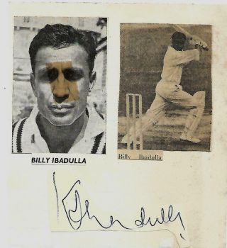 Signed Billy Ibadulla Punjab Warwickshire Otago Tasmania Pakistan 1950s 60s Rare