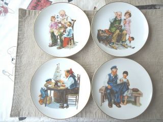 Vintage Set Of 4 1984 Norman Rockwell 6 1/2 Inch Authentic Certified Plates " Rare
