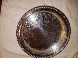 Wm.  Rogers Silver Plate 8 " Round Pierced Tray