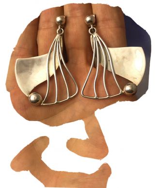 Rare William Spratling Taxco Sterling Silver Modernist Earrings Jl 120320hff