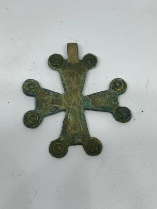 Roman Ancient Artifact Bronze Cross With Jesus 200 - 300ad