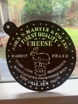 Rare Antique Advertising Stencil Brass Martin Cheese Rabbit Brand Lowville Ny 2