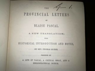 PRESIDENT MILLARD FILLMORE SIGNED RARE ANTIQUE BOOK PROVINCIAL LETTERS PASCAL 5