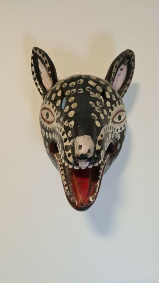 Vintage Mexican Festival Animal Mask Wood Carved Folk Art Rare Foreign Traders