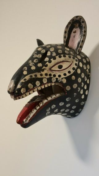 Vintage Mexican Festival Animal Mask Wood Carved Folk Art RARE Foreign Traders 3