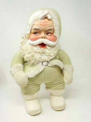 Vintage Rushton Company Rare Green Santa Claus Rubber Face 14” Stuffed Doll