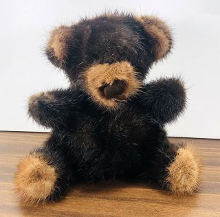 Rare Mink (?) Bear Dark Brown Teddy Bear 6 Inch Made With Natural Fur No Labels