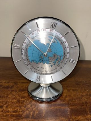 Vintage Imhof World Time Desk Clock Circa 1955.  Fine And Rare,  8 Day World Clock