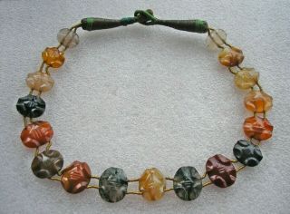 Unusual,  Antique Victorian Scottish ? Carved Agate Bead Necklace