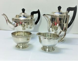 Elegant George V Period 4 Piece Viners Art Deco Silver Plated Tea Service C1925
