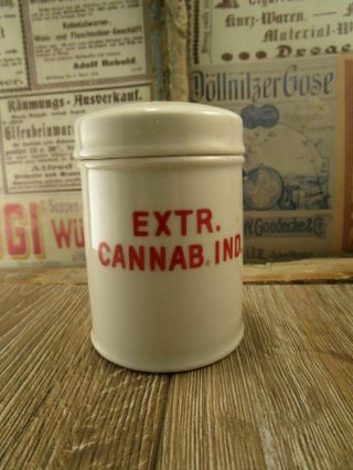 , Rare,  Apothecary Drug Poison Jar / Bottle / Cannabis Indica / Pharmacy C1910