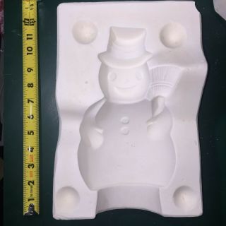 Rare Vintage Snowman W/ Broom Slip Casting Xmas Ceramic Porcelain Pottery Mold