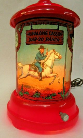 Rare Circa 1950 Econolite Hopalong Cassidy Electric Motion Lamp Cowboy