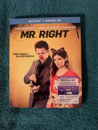 Mr Right Blu - Ray Anna Kendrick Sam Rockwell Like No Digital Rare Oop Comedy
