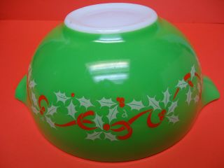 Rare Vintage Pyrex Green " Merry Christmas Happy Year " Cinderella Bowl 443