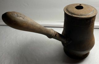 Rare 18th C.  Old Chocolate Pot Wrought Iron & Wood Signed A.  K.  & Sons