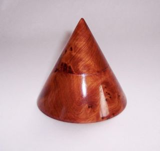 Lovely Vintage Art Deco Style Burr/burl Wood Cone Shaped Trinket Keepsake Box
