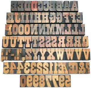 Letterpress Wood 2 " Playbill Alphabet,  Numbers 82pcs Rare Stunning Typeface