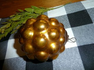 Very Rare Antique German Gold Glass Berries On The Ball Kugel