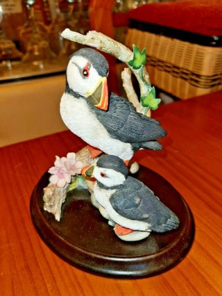 Country Artists Puffin,  Puffling & Moss Campion Hand Painted 02535 Table Statue
