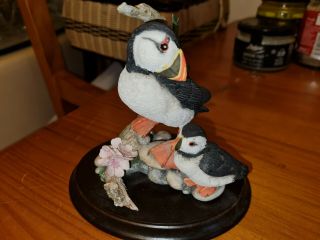 Country Artists Puffin,  Puffling & Moss Campion Hand Painted 02535 Table Statue 3