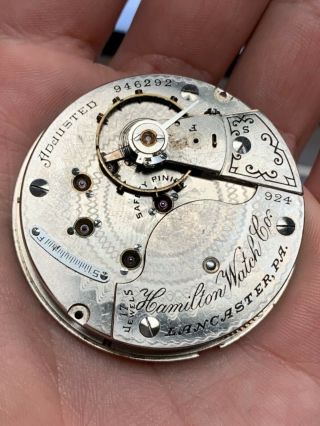Antique Hamilton 924 Pocket Watch Movement 17j 18s