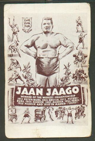 Rare Wrestling Wrestler 8 Times World Champion Jaan Jaago Autograph On Postcard