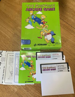 Rare The Simpsons Arcade Game Ibm Konami Floppy Disk Box Set