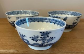 Three Good Late 18th Century Chinese Porcelain Blue & White Hand Painted Bowls