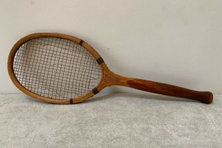 Rare Antique Draper & Maynard “duchess” Wood Tennis Racket Bulbous Handle C1915